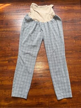 Motherhood Maternity Plaid Trousers/ dress pants with Beige Waist Panel size XL